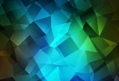 Koyu mavi, yeşil vektör çokgen çizimi. Çokgen soyut çizim ve gradyan. Marka kitabınız için yeni şablon.