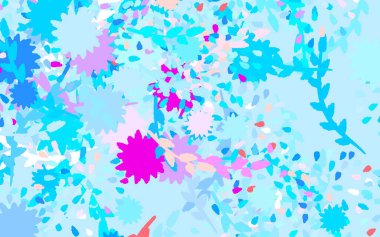 Açık mavi, kırmızı vektör karalama desenli çiçekler, güller. Çiçekli zarif, parlak bir illüstrasyon. Duvar kağıtları, boyama kitapları için desen.