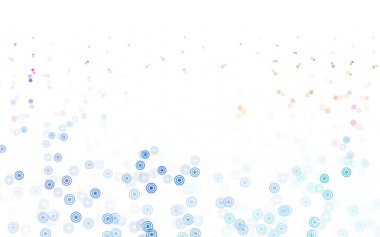 Açık mavi, daireli kırmızı vektör şablonu. Parlak renkli soyut çemberlerin olduğu bir resim. Poster ve web siteleri için tasarım.