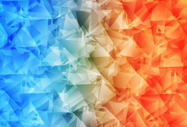 Açık mavi, sarı vektör eğimli üçgen desen. Üçgenlerden oluşan parlayan çokgen çizimler. İşiniz için yepyeni bir tasarım..