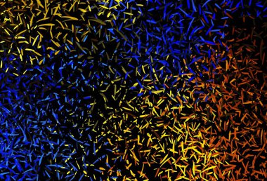 Koyu mavi, düz çizgileri olan sarı vektör düzeni. Çizgilerle modern geometrik soyut çizim. Reklamınız, posteriniz, afişiniz için en iyi tasarım.