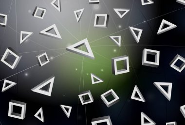 Koyu yeşil vektör düzeni çizgiler, dikdörtgenler. Soyut arkaplanda dikdörtgenler ve renkli gradyanlar. İniş sayfası için modern şablon.