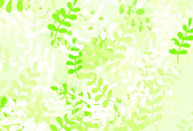 Açık yeşil vektör yapraklı soyut arkaplan. Bulanık arkaplanda, gradyanı olan yapraklar. İşiniz için en iyi tasarım..