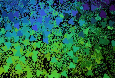 Soyut şekilli koyu renkli vektör arkaplanı. Modern tarzda değişen renkli kaotik formlar. Bir cep telefonu için arka plan.