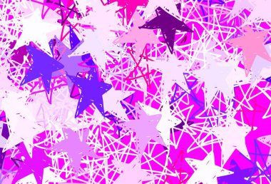 Gökyüzü yıldızlı açık pembe vektör şablonu. Bulanık arkaplanda gradyanı olan yıldızlar. Kozmik arkaplanlar için şablon.