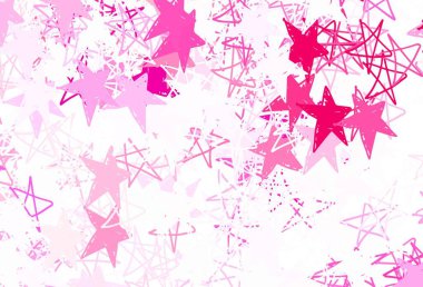 Parlak yıldızlı açık pembe vektör düzeni. Bulanık dekoratif dizayn yıldızlı basit bir stilde. Astroloji web siteleri için desen.