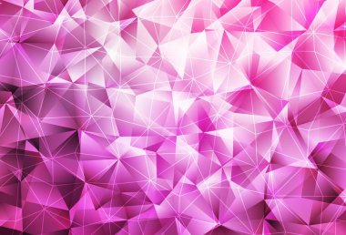 Üçgenli açık pembe vektör arkaplanı. Soyut arkaplanda renkli eğimli üçgenler. Bir cep telefonu için arka plan.