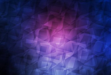 Koyu pembe, mavi vektör üçgen mozaik arka plan. Origami tarzında gradyan ile geometrik çizim. İşiniz için yepyeni bir tasarım..
