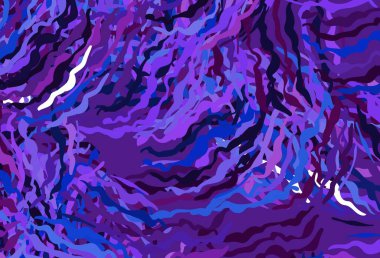 Açık Pembe, bükülmüş çizgileri olan mavi vektör şablonu. Çağdaş gradyan soyut çizgileri olan çizimler. Cep telefonu ekranları için arkaplan.