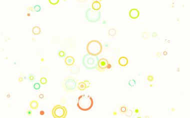Açık pembe, daire şekilli yeşil vektör düzeni. Soyut arka planda bulanık kabarcıklar ve renkli gradyan. Reklamlar, broşürler için desen.