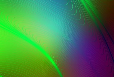 Açık Pembe, kıvrımlı çizgileri olan yeşil vektör düzeni. Kavisli çizgilerden oluşan parlak bir illüstrasyon. İşiniz için en iyi tasarım.