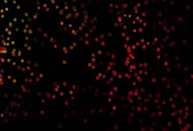 Koyu pembe, sarı vektör desenli ve Noel kar taneli. Soyut şablondaki kar ile dekoratif parlak illüstrasyon. Bu kalıp yeni yıl broşürleri için kullanılabilir.