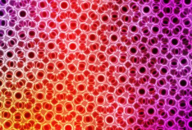 Açık pembe, daire şekilli sarı vektör düzeni. Soyut arka planda bulanık kabarcıklar ve renkli gradyan. Reklamlar, broşürler için desen.