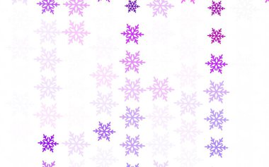Buz kar taneleri ve yıldızlı hafif Mor vektör şablonu. Gradyan kar formlarıyla parlayan renkli çizimler. Yeni Yıl broşürleri için temel bölüm.