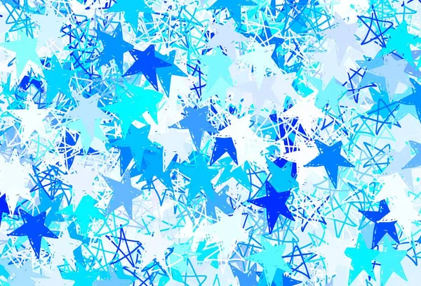 Fondo Vectorial Luz Azul Con Estrellas Pequeñas Grandes Ilustración Colores — Vector de stock