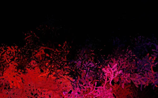 Mörkblå Röd Vektor Elegant Mönster Med Träd Grenar Dekorativ Illustration — Stock vektor