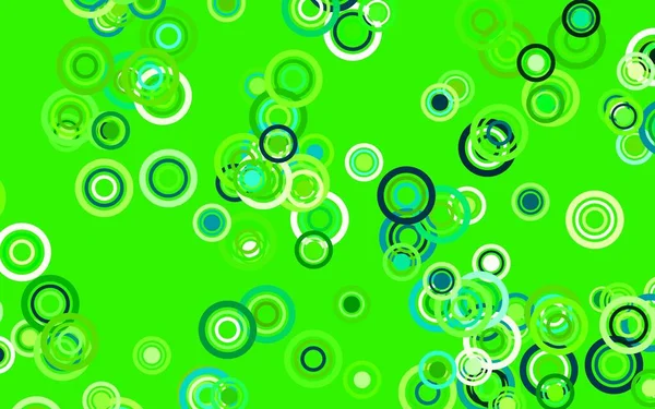 Hellgrünes Vektorlayout Mit Kreisformen Illustration Mit Einer Reihe Leuchtender Farbenfroher — Stockvektor