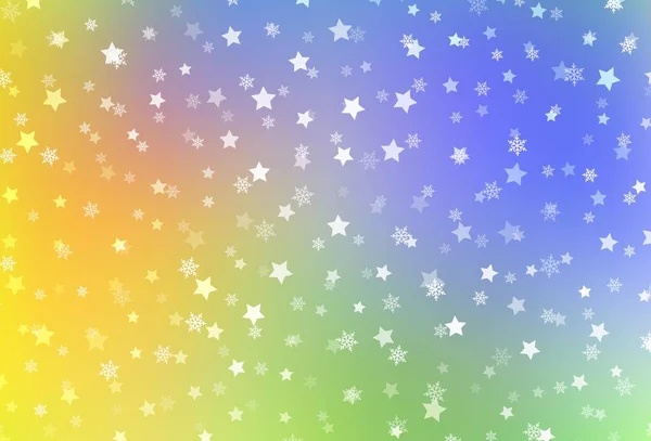 Plantilla Vectorial Multicolor Luz Con Copos Nieve Hielo Estrellas Ilustración — Vector de stock