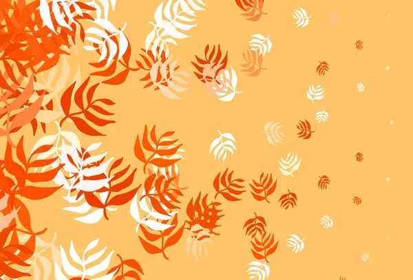 Светло Оранжевый Вектор Листьями Красочная Иллюстрация Стиле Каракулей Листьями Совершенно — стоковый вектор