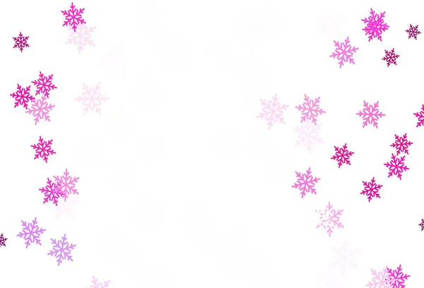 Patrón Vectorial Rosa Claro Con Copos Nieve Navidad Estrellas Ilustración — Vector de stock