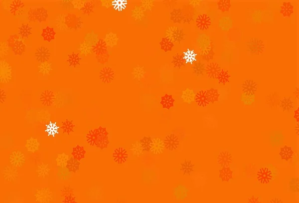 Plantilla Vector Naranja Claro Con Copos Nieve Hielo Ilustración Decorativa — Vector de stock