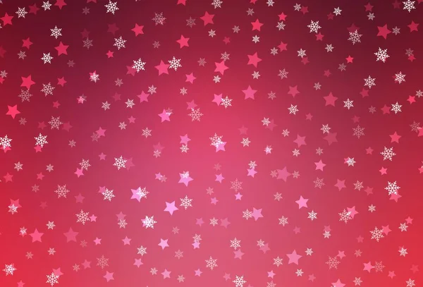 Ljus Rosa Vektor Bakgrund Med Xmas Snöflingor Stjärnor Glitter Abstrakt — Stock vektor