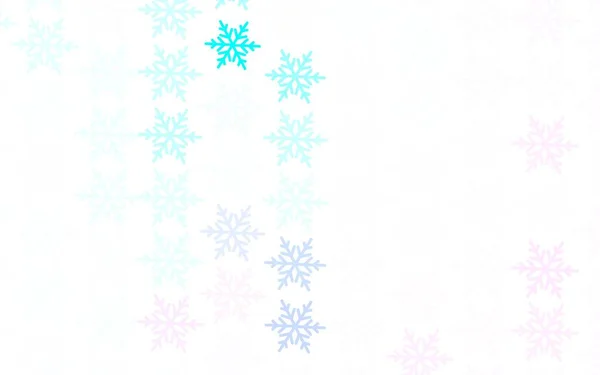 ライトピンク クリスマスの雪片 星とブルーベクトルパターン グラデーションの雪の形でカラフルなイラストを輝く 元日チラシの基本部分 — ストックベクタ