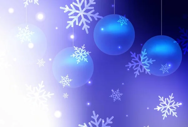 Light Purple Vektor Hintergrund Xmas Stil Leuchtende Illustration Mit Weihnachtskugeln — Stockvektor