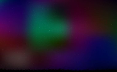 Astronomik yıldızlı karanlık çok renkli vektör arkaplanı. Bulanık dekoratif tasarım galaksi yıldızlarıyla basit bir stilde. Fütürist reklamlar ve kitapçıklar için şablon.