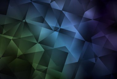 Koyu mavi, yeşil vektör çokgen arkaplan. Gradyanı olan zarif parlak çokgen çizimi. Pankartın için tamamen yeni bir şablon.