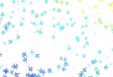 Açık mavi, yeşil vektör soyut arkaplan ve sakura. Yaprakları ve dalları olan parlak renkli çizimler. İşiniz için yepyeni bir tasarım..