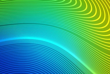 Açık mavi, kıvrımlı çizgileri olan yeşil vektör şablonu. Soyut ve gradyan renkte renkli çizimler. Fikirlerin için bir örnek..