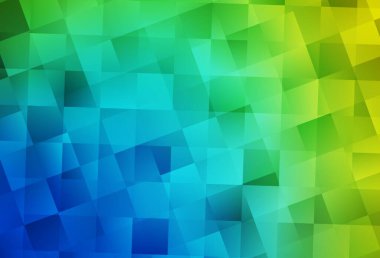 Açık mavi, kare şeklinde yeşil vektör deseni. Renkli dikdörtgenlerle modern soyut çizimler. Şablon bir arkaplan olarak kullanılabilir.