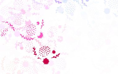 Açık mavi, kırmızı vektör doğal arka plan çiçekli, güllü. Çiçeklerle karalama tarzında renkli çizimler. Çocuk kitapları için renkli desen.