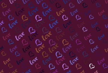 Açık mavi, tatlı kalpli kırmızı vektör arkaplanı. Soyut şablondaki kalplerle parlayan illüstrasyon. Evlilik hediyeleri için örnek, tebrikler..