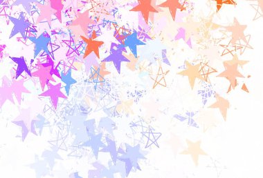 Açık mavi, parlak yıldızlı kırmızı vektör düzeni. Yıldızlı modern geometrik soyut çizim. Astroloji web siteleri için desen.