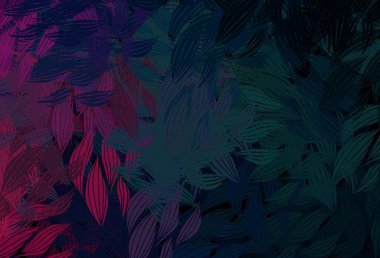 Koyu mavi, kırmızı vektör karalama desenli yapraklar. Yapraklı karalama tarzında yeni renkli çizimler. İşiniz için yeni tasarım.