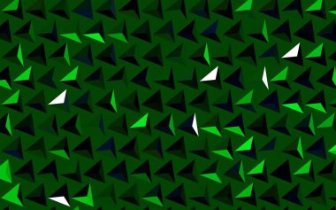 Koyu yeşil vektör arkaplan ve çokgen tarzı. Soyut arkaplanda renkli eğimli üçgenler. Broşürler, broşürler için desen