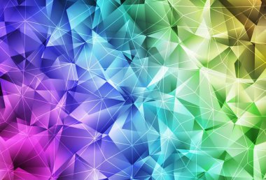 Kristallerle, üçgenlerle ışık çok renkli vektör şablonu. Renkli üçgenlerin olduğu bir resim. İşiniz için en iyi akıllı tasarım.