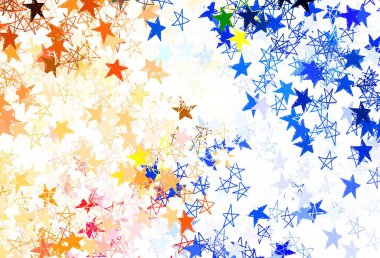 Parlak yıldızlı açık turuncu vektör düzeni. Soyut şablondaki yıldızlarla dekoratif parlak illüstrasyon. Astroloji web siteleri için desen.