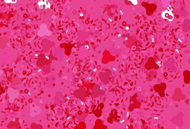 Açık pembe, Memphis şekilli kırmızı vektör arkaplan. Soyut gradyan şekilli basit renkli çizimler. Duvar kağıtları için zarif tasarım.