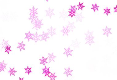 Açık pembe, sarı vektör desenli Noel kar taneleri, yıldızlar. Kar taneleriyle modern geometrik soyut çizim. İş ilanı için yeni yıl tasarımı.