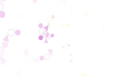 Açık pembe, kristalli sarı vektör şablonu, daireler. Renkli noktalı modern soyut çizimler. Broşürler, broşürler için desen