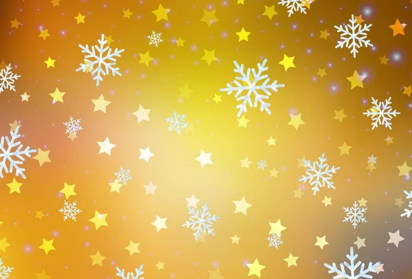 Dark Yellow Vector Template Ice Snowflakes Stars Shining Colorful Illustration — Stock Vector