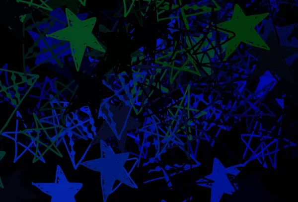 Bleu Foncé Fond Vectoriel Vert Avec Flocons Neige Noël Étoiles — Image vectorielle