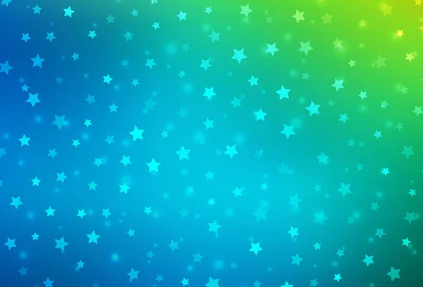 Светло Голубая Зеленая Векторная Текстура Цветными Снежинками Звездами Красочный Декоративный — стоковый вектор