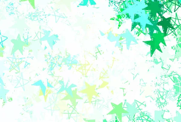 Bleu Clair Fond Vectoriel Vert Avec Petites Grandes Étoiles Illustration — Image vectorielle