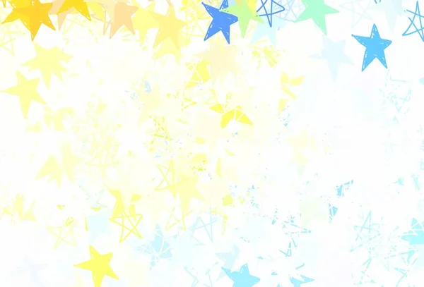 ライトブルー 美しい星と黄色のベクトルテクスチャ 星の色で抽象的なイラストを光る 未来的な広告 小冊子のパターン — ストックベクタ