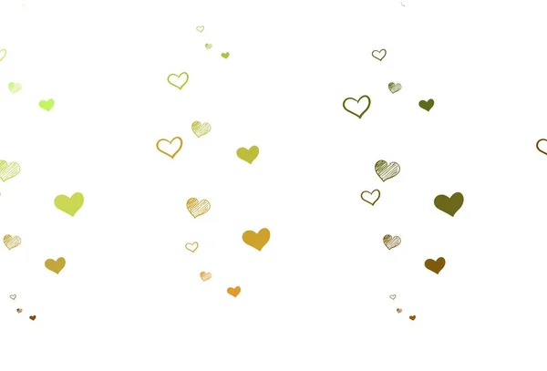 Světle Zelená Žlutá Vektorová Textura Krásným Srdcem Krásná Abstraktní Srdce — Stockový vektor