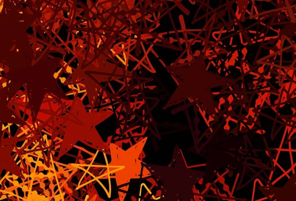 Dunkelorange Vektorhintergrund Mit Schönen Schneeflocken Sternen Glitzernde Abstrakte Illustration Mit — Stockvektor